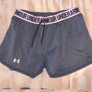 grey/pink under armour shorts